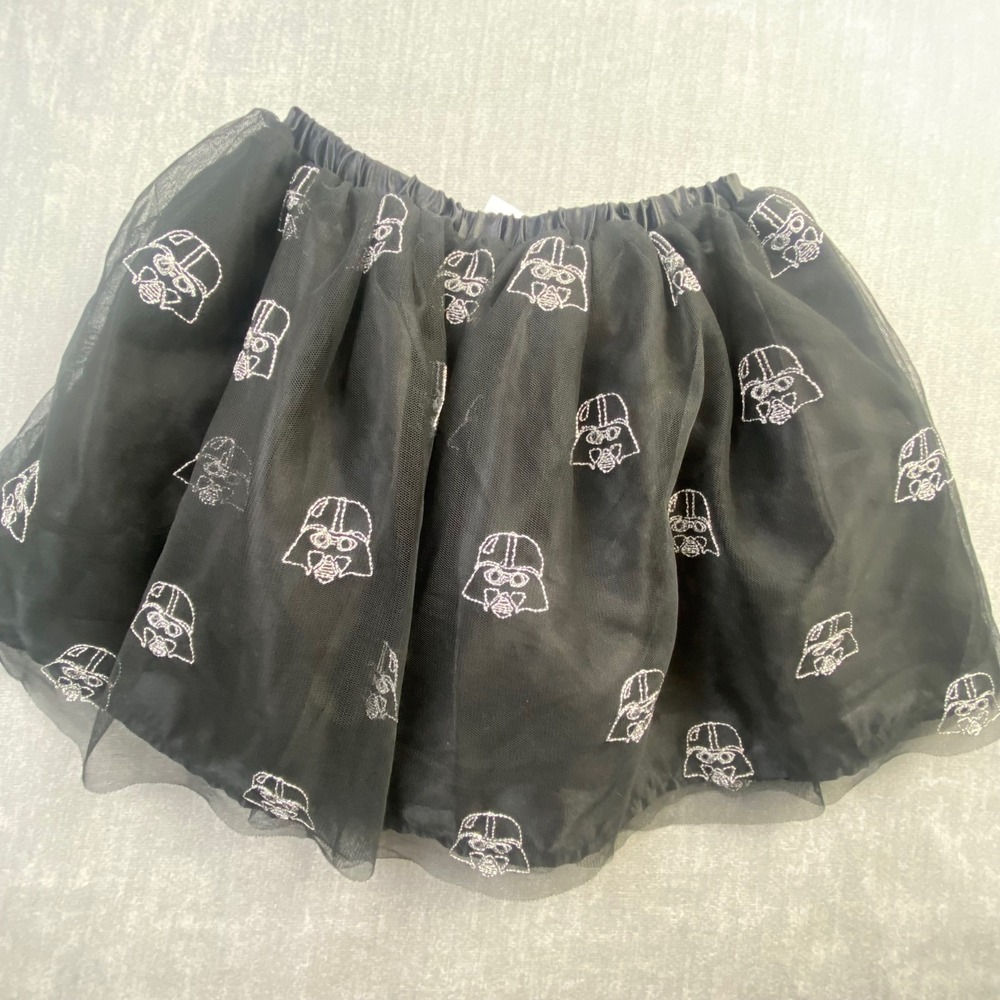 Hanna Andersson Star Wars Darth Vader Tulle Skirt Black Silver Glitter Girls 6-7